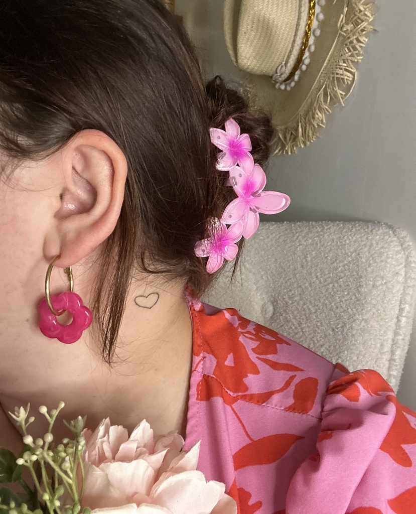 Boucle d’oreille Flora rose fuchsia
