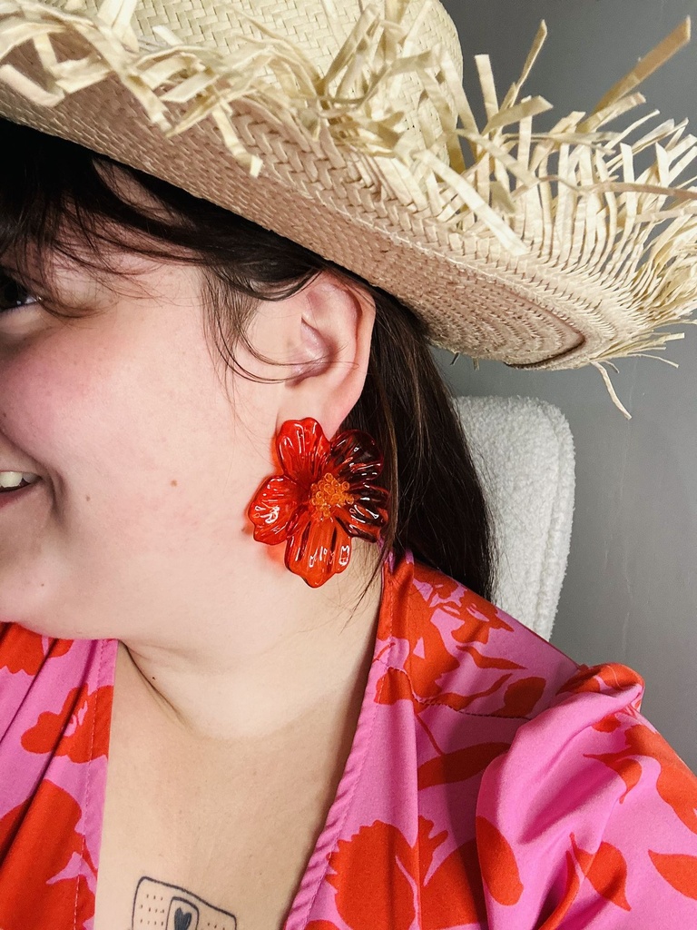 Boucle d'oreille Monoi Rouge
