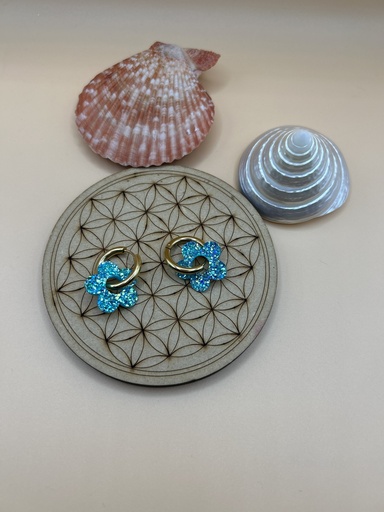 Boucle d'oreille a paillette doré