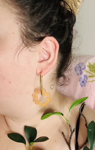 Boucle Fleur tournesol doré