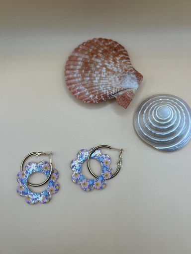 Boucle d'oreille Fleur Lila doré