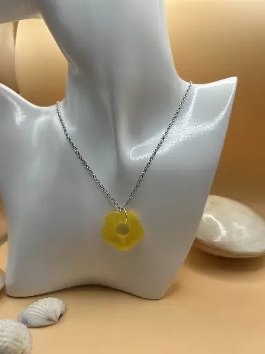 Collier Fleur Jaune argenté