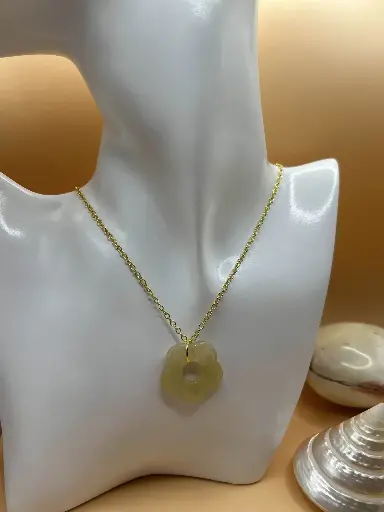 Collier Fleur beige doré