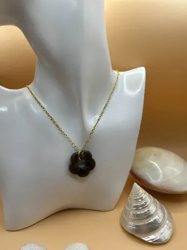 Collier fleur marron doré