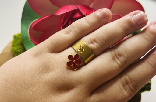 Bague fleur rouge
