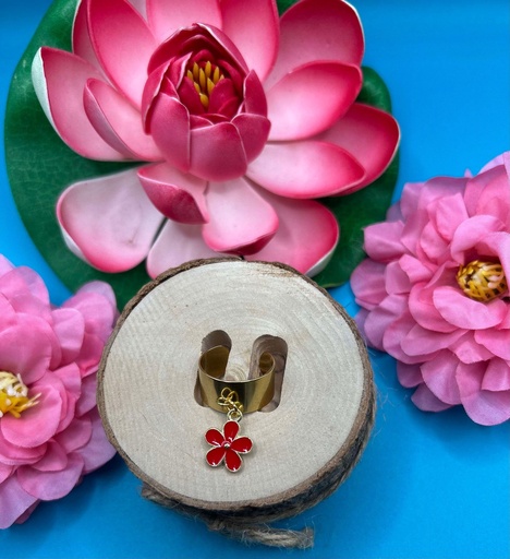 Bague fleur rouge