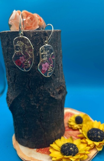 Boucle d’oreille fleur d’amour rose