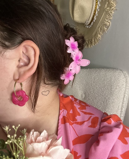 Boucle d’oreille Flora rose fuchsia