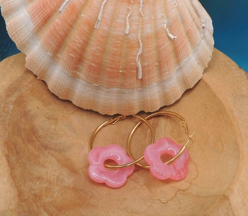 Boucle d’oreille Flora rose