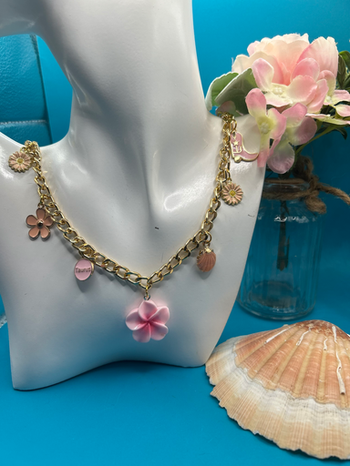 Collier Monoï d'été rose