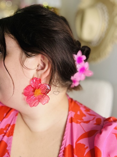 Boucle d'oreille Monoi rose